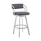 Armen Living Scranton 26" Swivel Slate Gray Faux Leather and Silver Metal Bar Stool 795044878233 - alternate 1